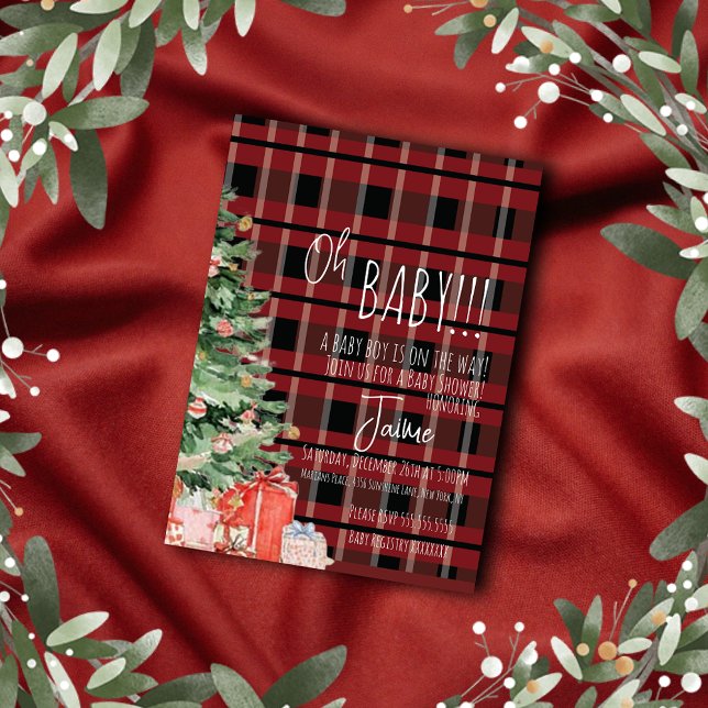 Julgran Radränder Baby Shower   Inbjudningar (Skapare uppladdad)