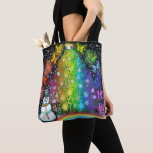 Julgran Rainbow of Älvors Tote Bag Tygkasse
