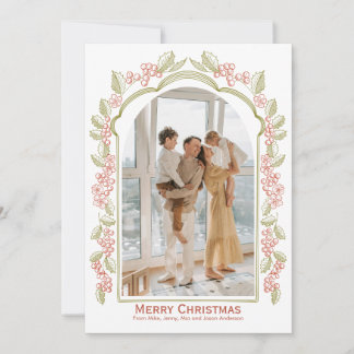Julgran Ram Familjefoto Julkort