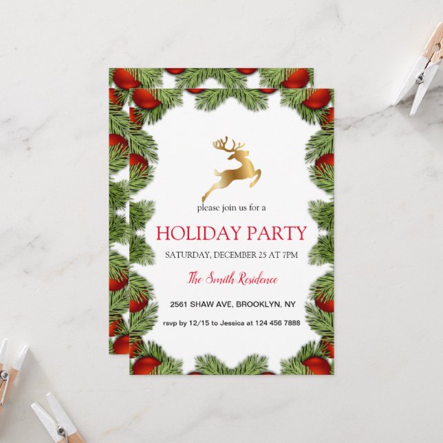 Julgran ram, guldrenar inbjudningar (Fram/Back In Situ)