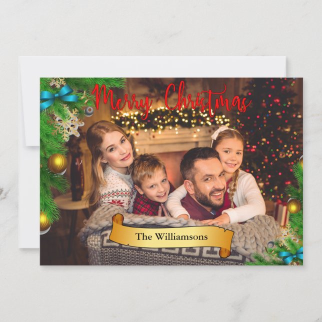 julgran Ram med Guld-dekorfoto Julkort (Framsida)