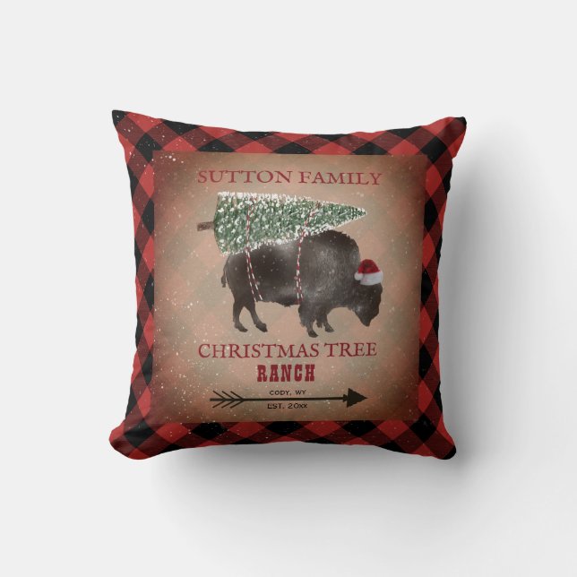 julgran Ranch Buffalo Play Bison Santa Kudde (Framsida)