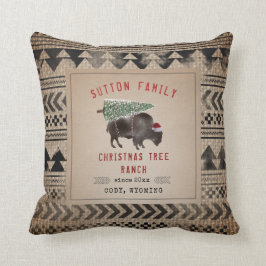 julgran Ranch Santa Bison Buffalo Burlap Kudde