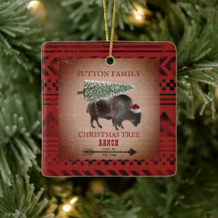 Julgran Ranch Santa Bison Geometric Julgransprydnad Keramik