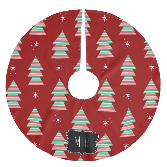 Julgran Ränder Snöflingor Familjeförbokstav Julgransmatta Borstad Polyester (Framsidan)