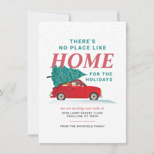 Julgran Red Car Vi har flyttat Helgdag Flytta Julkort