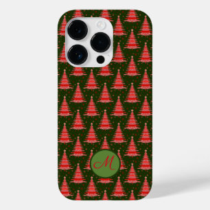 Julgran Red Grönt Mönster med Monogram