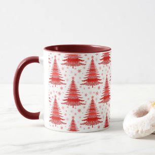 Julgran Red Mönster Design Mugg