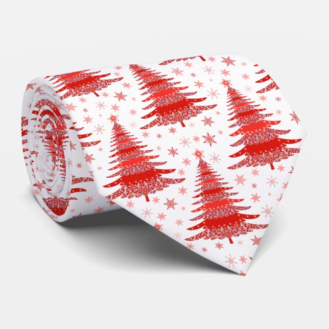 Julgran Red Mönster Design Neck Tie Slips (Rullad)