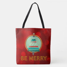 julgran Red Sparkly be Merry Tote Bag