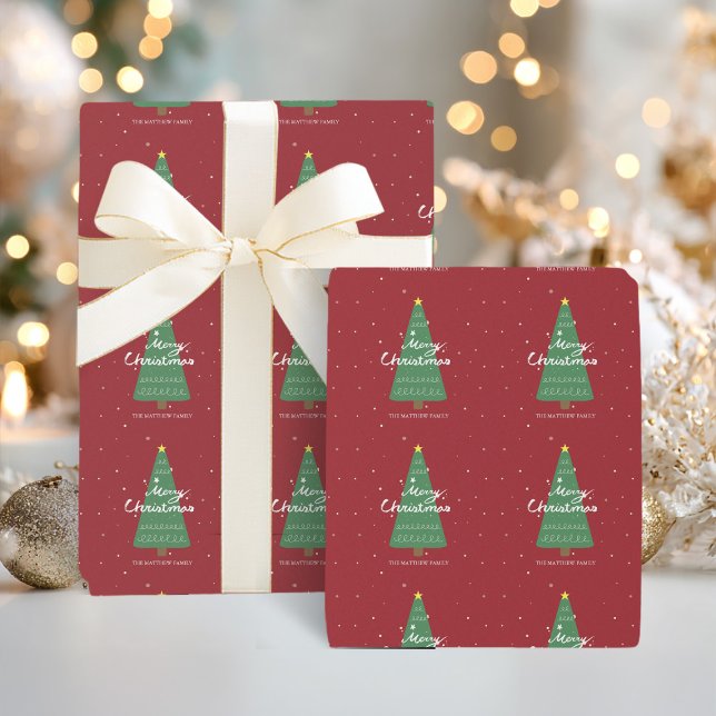 Julgran Red Wrapping Papper Presentpapper (Skapare uppladdad)