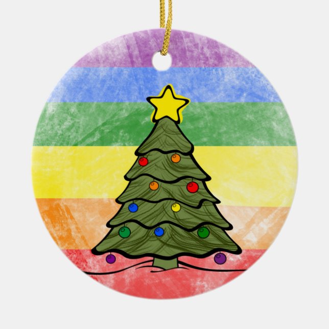 Julgran | Regnbåge Ornament | Namn och år (Framsidan)