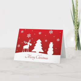 Julgran Reindeer Snögubbe Helgkort