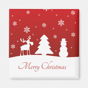 Julgran Reindeer Snögubbe Magnet