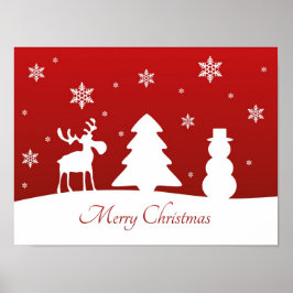 Julgran Reindeer Snögubbe Poster