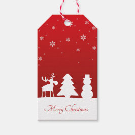 Julgran Reindeer Snögubbe Presentetikett