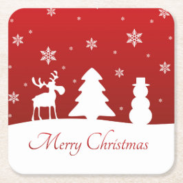 Julgran Reindeer Snögubbe Underlägg Papper Kvadrat