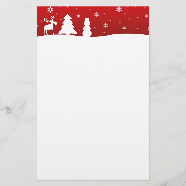 Julgran Ren Snöman Brevpapper (Framsida)