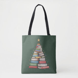 Julgran Retro Bokälskare Bibliotek Tygkasse