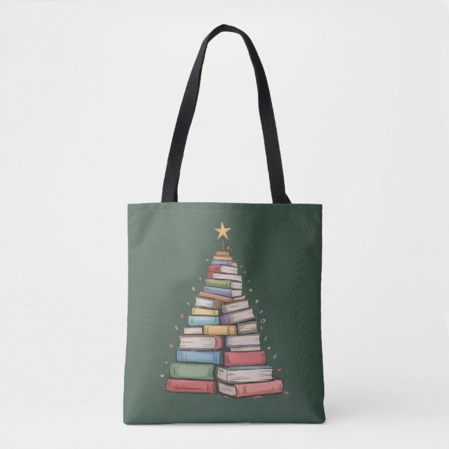 Julgran Retro Bokälskare Bibliotek  Tygkasse (Framsida)