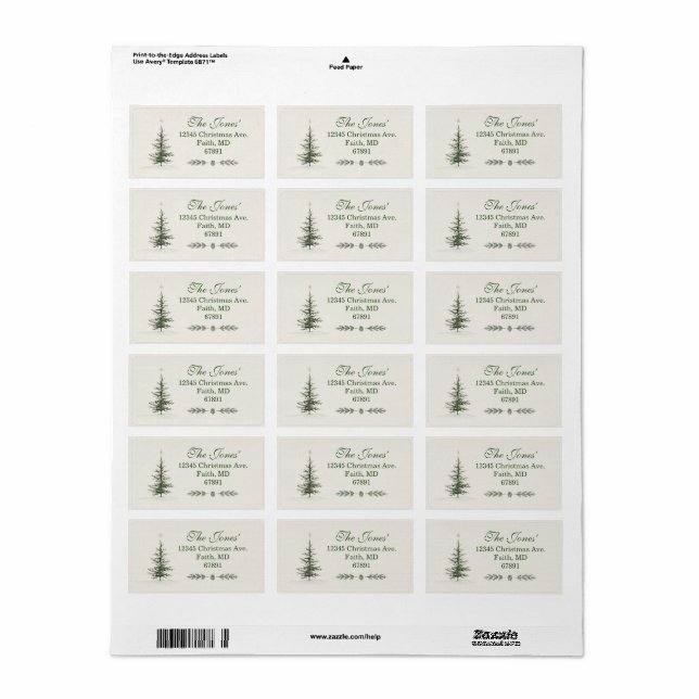 Julgran Returadressetiketter Adressetikett (Helt Ark)