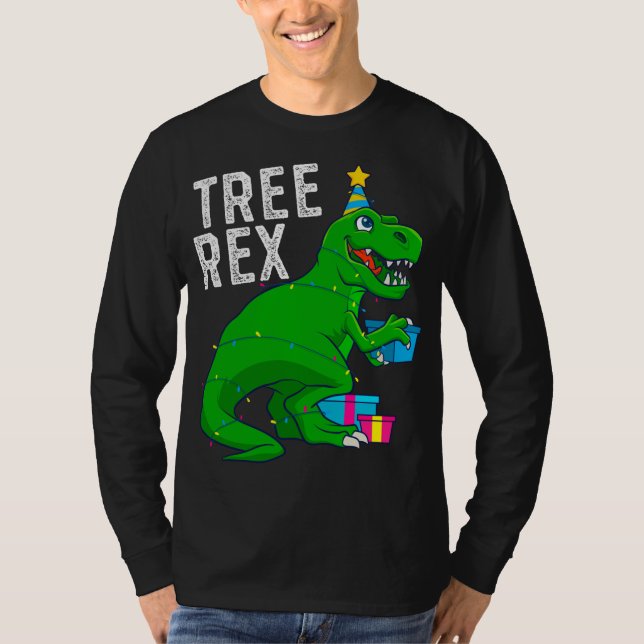 Julgran Rex Dinosaur Julafton Trex Funny T Shirt (Framsida)