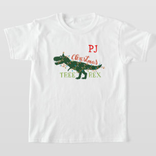 Julgran-Rex Dinosaur Red Initialer T Shirt