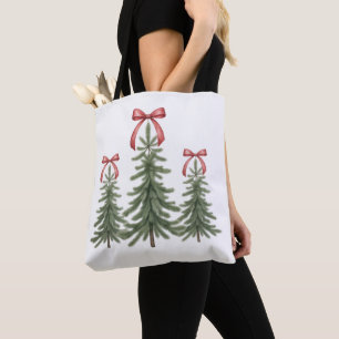 Julgran Röd Slinga Retro God Jul Julen Tygkasse