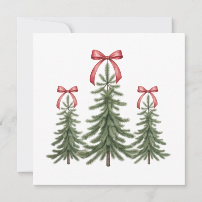 Julgran Röd Slinga Retro God Jul Xmas Julkort (Framsida)