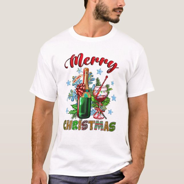 Julgran Röd Vinglas T Shirt (Framsida)