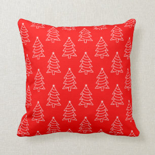 Julgran Röda bakgrund Dekorativ kudde