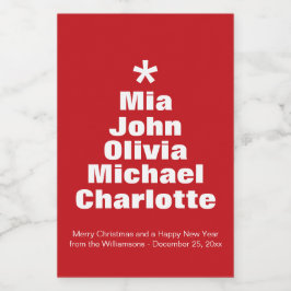 Julgran rödvit anpassningsbar namn mat etikett