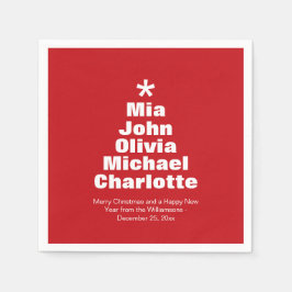 Julgran rödvit anpassningsbar namn papper pappersservett