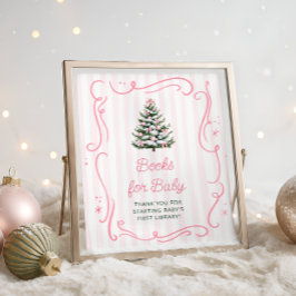 Julgran Rosa Baby Shower Böcker för Bebis Poster