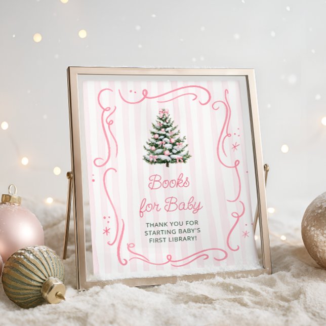 Julgran Rosa Baby Shower Böcker för Bebis Poster (Skapare uppladdad)