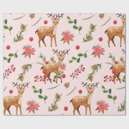 julgran Rosa Berries Hjort Wrapping Papper Presentpapper