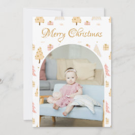 Julgran Rosa Mönster Photo Personlig Holl Julkort