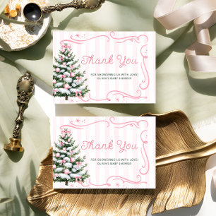 Julgran Rosa Vinter Baby Shower Tacksam Kort