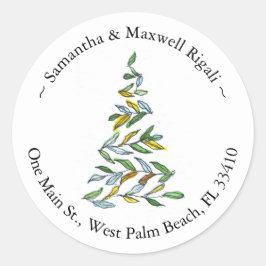 Julgran Round Returetiketters Runt Klistermärke