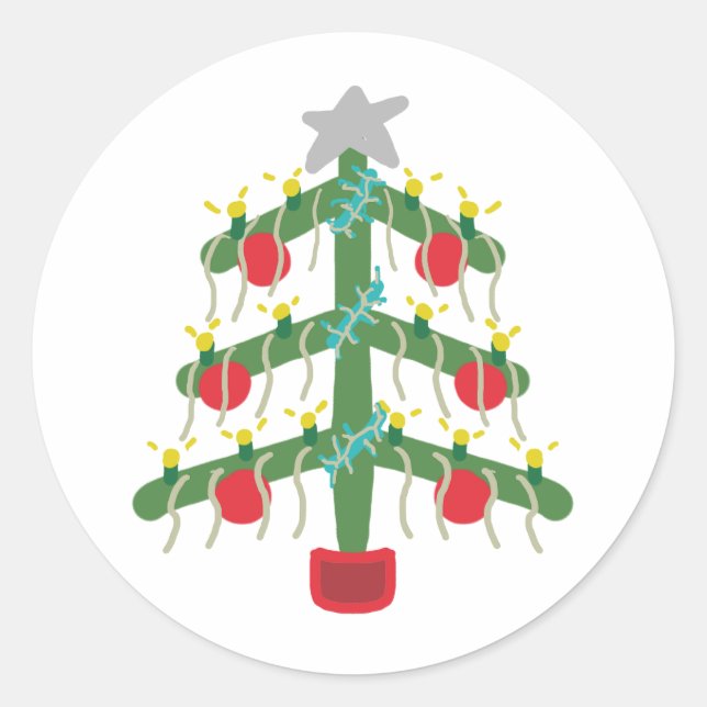 Julgran Runt Klistermärke (Framsida)