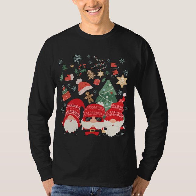 Julgran Santa Hat Funny Gnomes Santa Julafton T Shirt (Framsida)