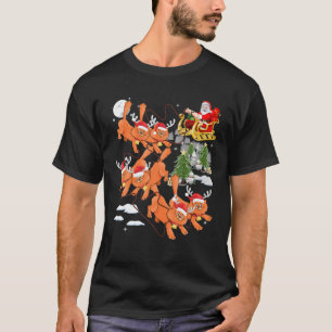 julgran Santa Riding Cats Reindeer Julafton Cat T Shirt