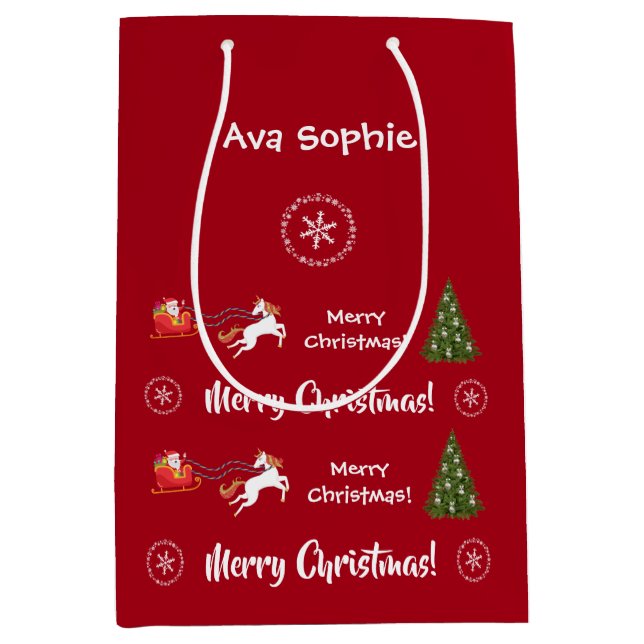 Julgran Santa Sleigh Unicorn Personlig (Framsidan)