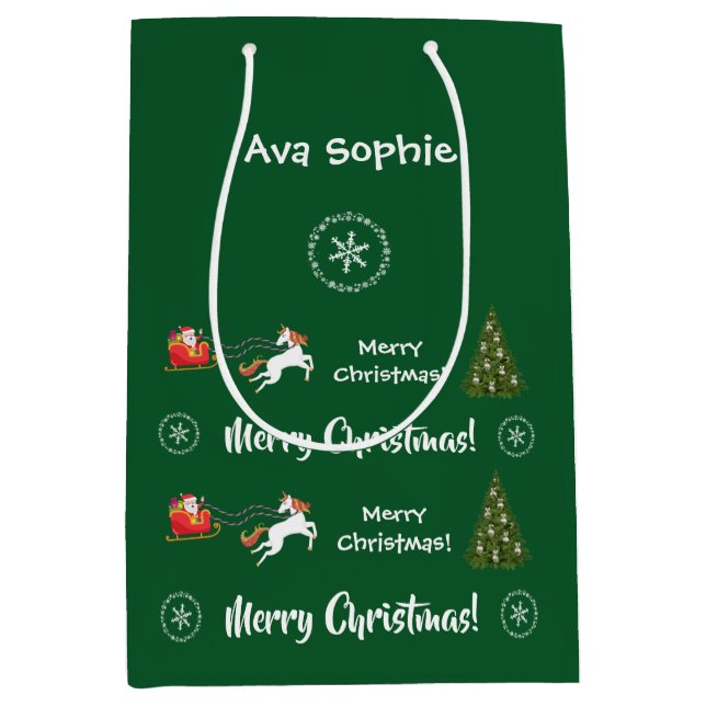 Julgran Santa Sleigh Unicorn Personlig (Framsidan)