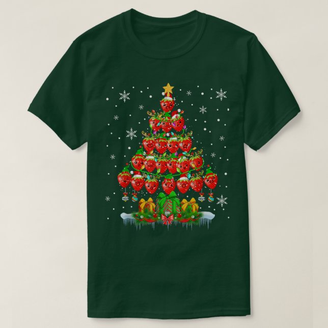 Julgran Santa Strawbär Julafton Light Vegan T Shirt (Design framsida)