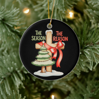 Julgran Säsongens Anledning Kors Xmas Tro Julgransprydnad Keramik