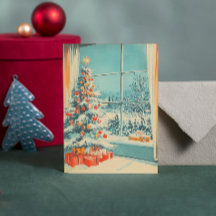 Julgran Scen Meddelandemall i Vintage-stil