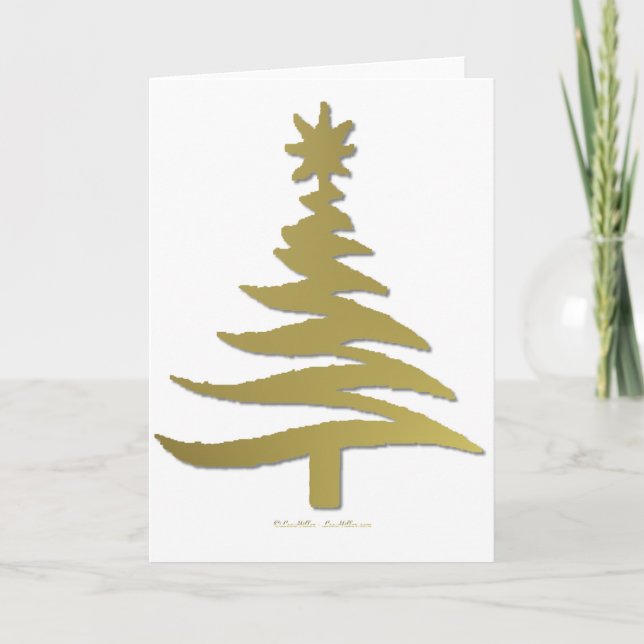 Julgran Schablon Guld Julkort Helgkort (Framsida)