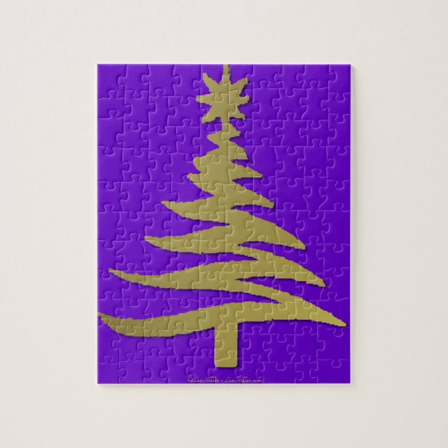 Julgran Schablon Guld Pussel (Vertikal)