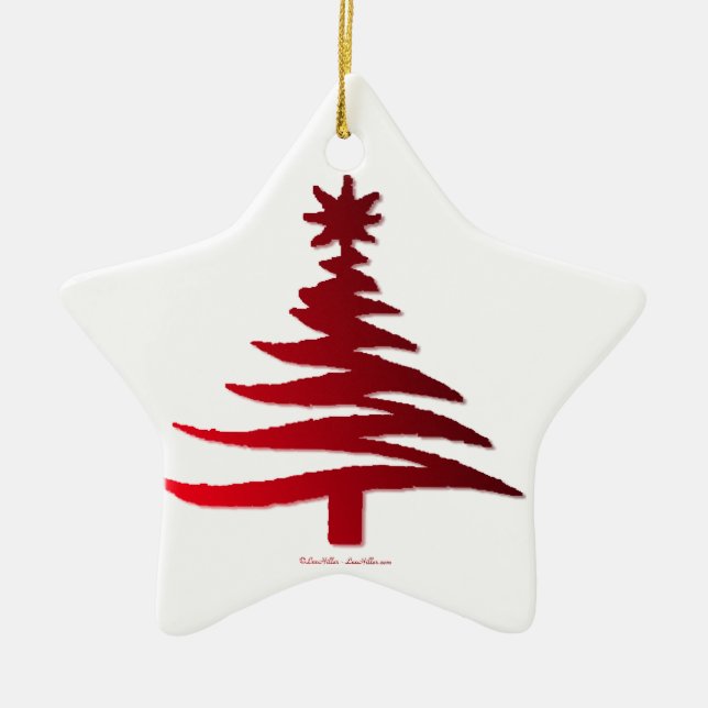 Julgran Schablon Röd Julgransprydnad Keramik (Framsidan)